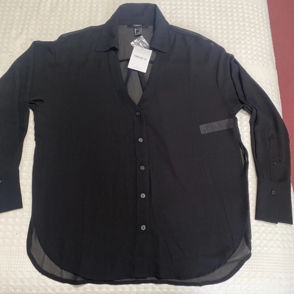 Forever 21 Black Sheer Blouse